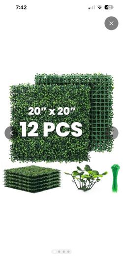 Grass Wall Panel 12 Pack 20"x20" Artificial Boxwood Hedge Plant Wall, Greenery Walls, Artificial Grass Backdrop, Privacy Hedge Screen Faux Boxwood for