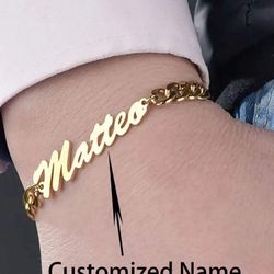 Gold Customizable Name Bracelet Cuban Link