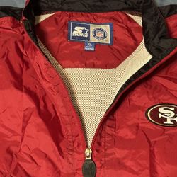 San Francisco 49ers Vintage 90’s STARTER 1/3 Zip Up Light Weight Jacket. Men’s Size:XL (will Fit 2XL Also) Excellent Condition Pre Owned . 