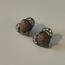 Women’s Gold & Brown Heart Shape Stud Fashion Jewelry Earrings, Size .5