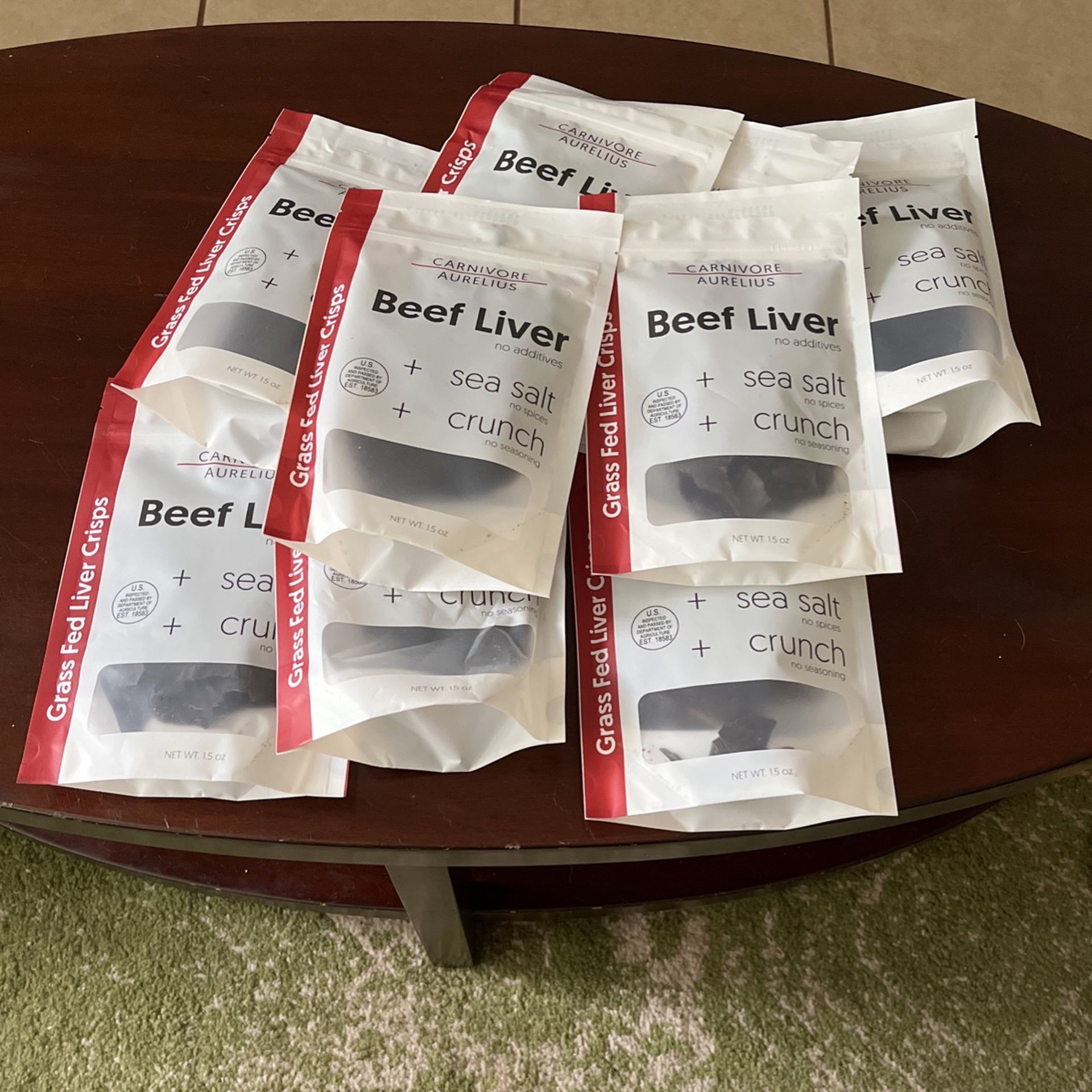 9 Bags Carnivore Aurelius Beef Liver Crisps