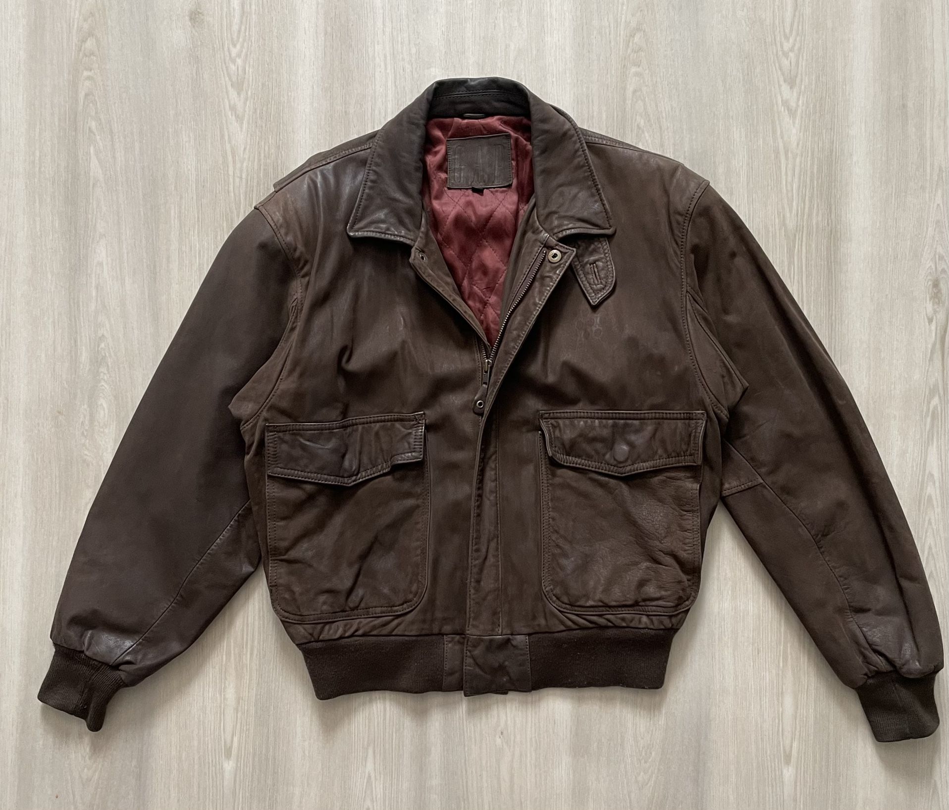 Vintage 90s Gap Genuine Leather Bomber  Sz Small