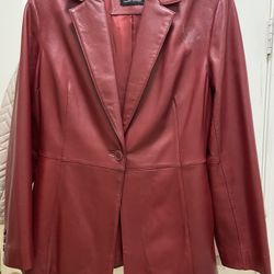 Woman Red Lambskin Leather Coat