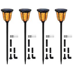 Solar Lights Outdoor Flickering Flames Solar Torches Landscape Solar Torch Light Lighting Dusk to Dawn Auto On/Off Outdoor Solar Pathway Lights for Pa