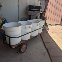 Heavy Duty Metal Card Welded  4- 10 Gallon Barrels For Fee Animal Feed Gardening Etc Or For Flower Pots Not Included $70