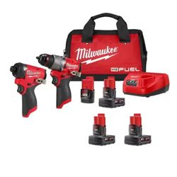 12v Milwaukee Drills And 4 Batteries