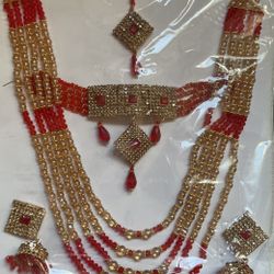 Red and Golden Jewelry Set 