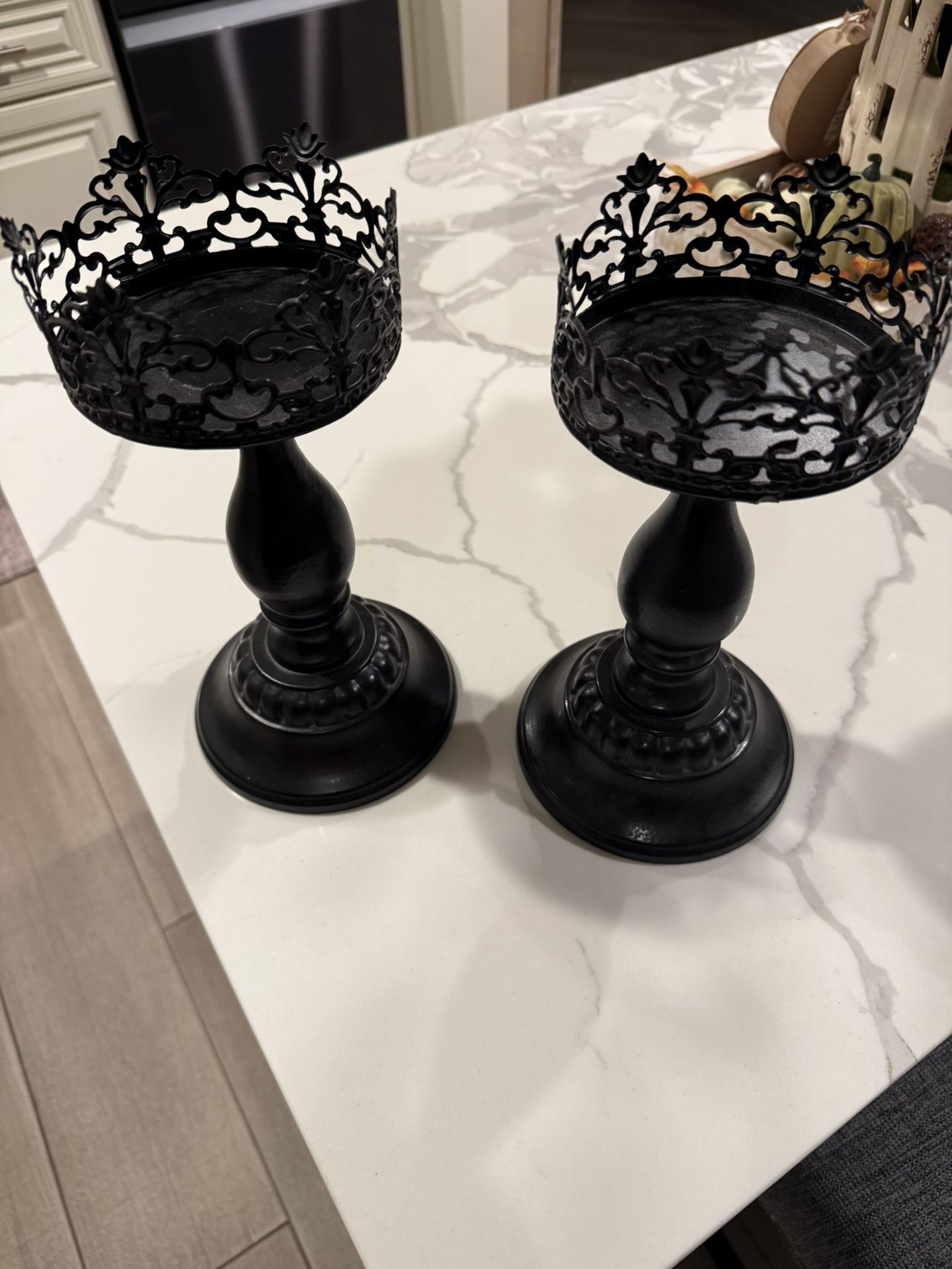 Metal Tall Candle Holders (2)