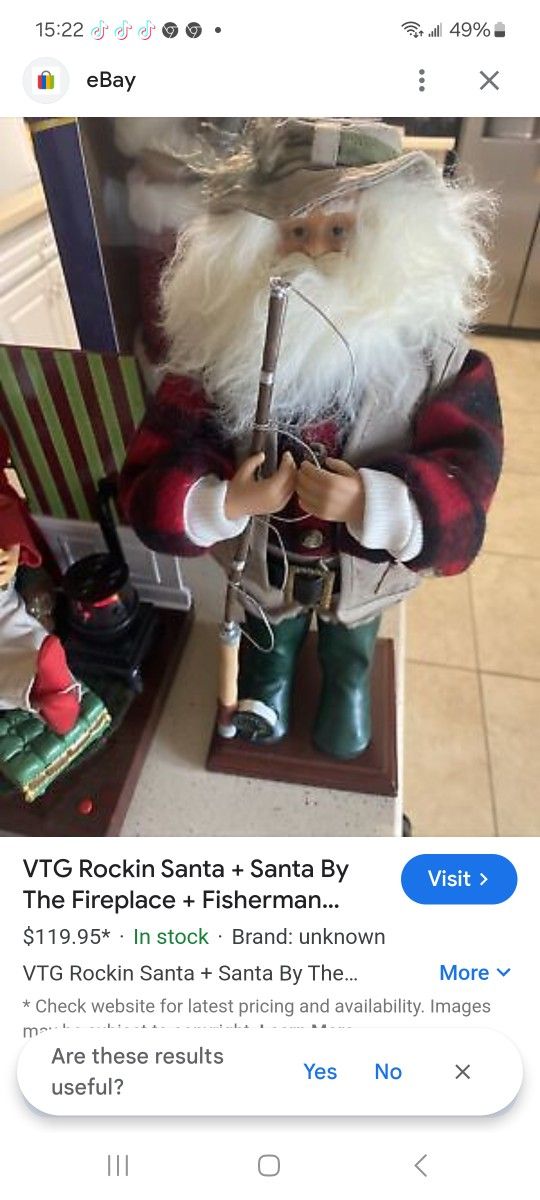 Vintage Collectible Fishing Santa.