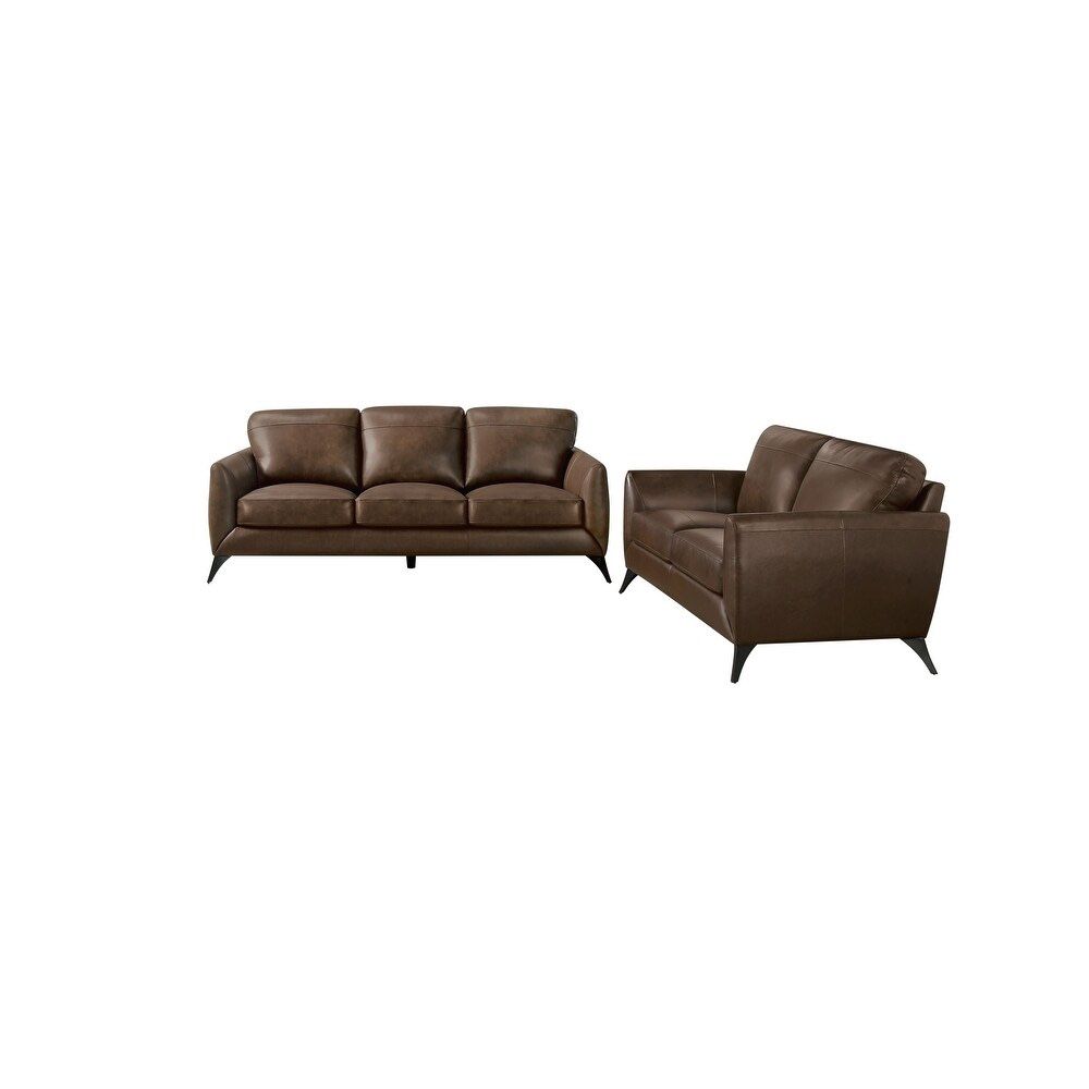 Abbyson Brisbane Modern Top Grain Leather 2-piece Sofa and Loveseat Livingroom Set $1100