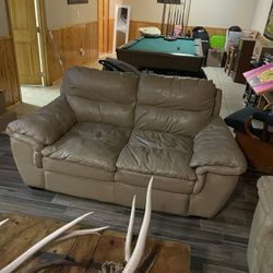 Tan / Khaki Colored All Leather Couches These We’re Over 4k NEW