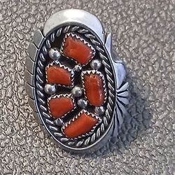 Running Bear Red Coral Ring]