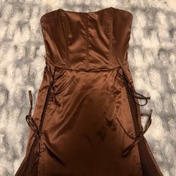 Brown Silky Mini Dress 
