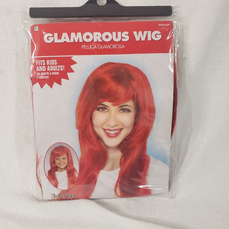 Red Glamorous Wig Halloween Dress up Costume Long Hair Cosplay Party
