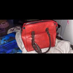 Red Leather Hand Bag