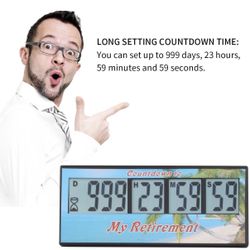 Digital Retirement Countdown Timer 999 Days Count Down Timer