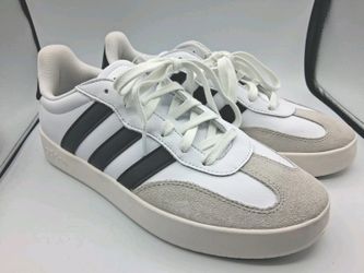 adidas White and Gray Three-Stripe Lace-Up Sneakers US 11