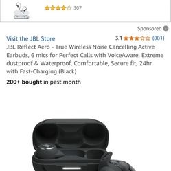 JBL Reflect Aero True Wireless Earbuds with Adaptive Noise Cancelling
