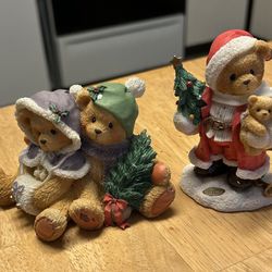 2 Cherished Teddies Christmas Figurines “Klaus, Cheryl & Carl” Bear 