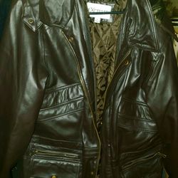 Leather Hooded Parka Brown Mens