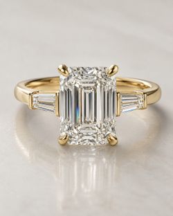 4.00 CT Emerald Lab-Grown Diamond Engagement Ring 14K Yellow Gold