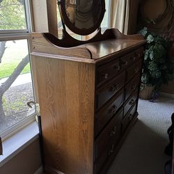 Oak Dresser With Mirror