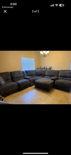 USB/Powered Reclining Dark Grey Full Set Couches
