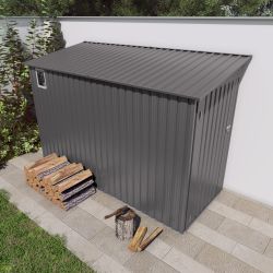 4x9 FT Lean to Shed with Windows, Metal Garden Shed Tool House with Sloping Roof with 2 Vents and 1 Side Open Door, Outdoor Storage Shed Waterproof fo