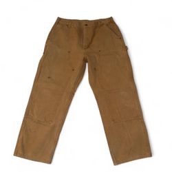 Carhartt B136 Relaxed Fit Canvas Double-Front Utility Brown Pants 36x30