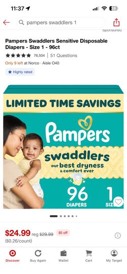 Pampers swaddlers size 1