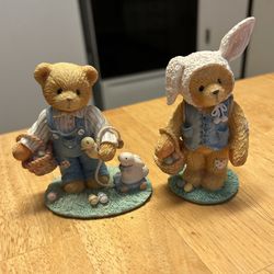 2 Cherished Teddies Easter Figurines “Donald & Peter” Bear