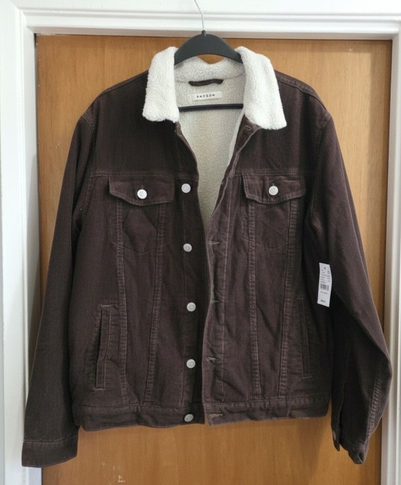 Men's Pacsun Jacket Corduroy Brown XL Sherpa 