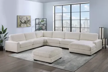 Brand New Beige Corduroy Modular Sectional Sofa