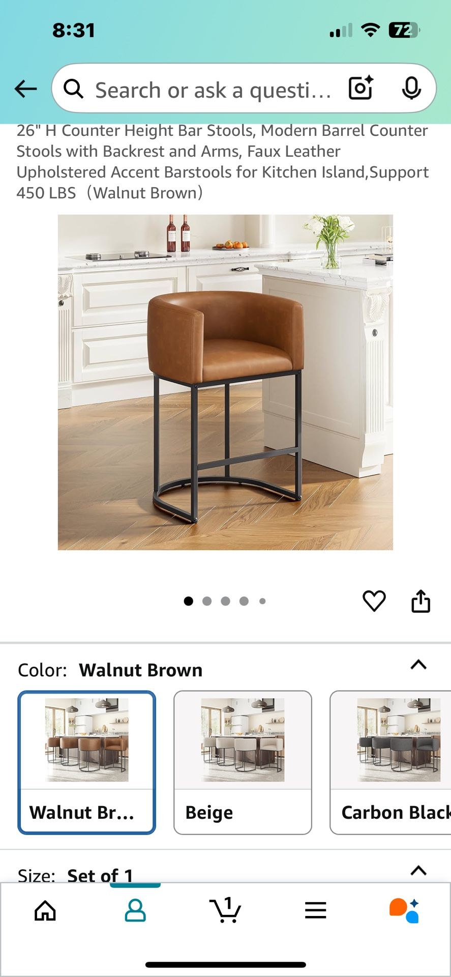 2 Leather Bar Stools - NIB