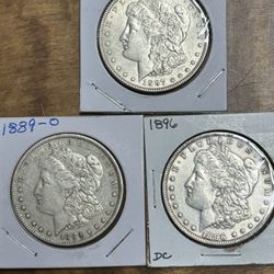 3 Silver Dollars. 90% Silver.  Group 3