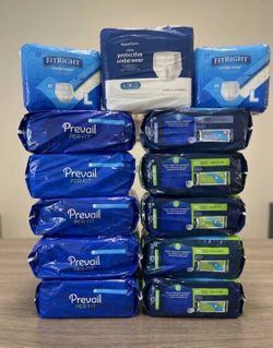 13 Adult Protective Underwear Bundle – Prevail, FitRight, Amazon Basics.Size L. All 13 packs - 234 count.