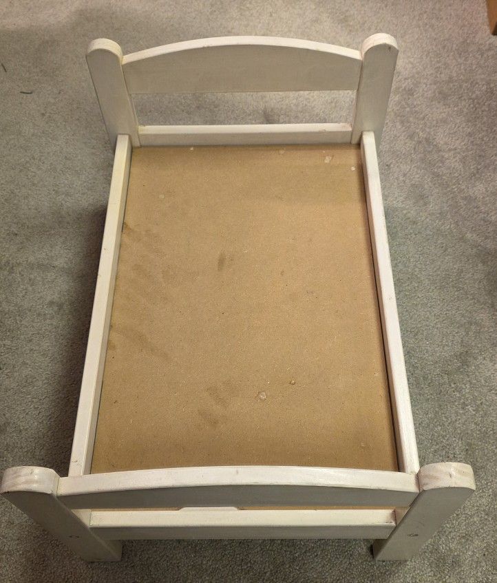 White Wooden Doll Bed - fits American Girl Dolls