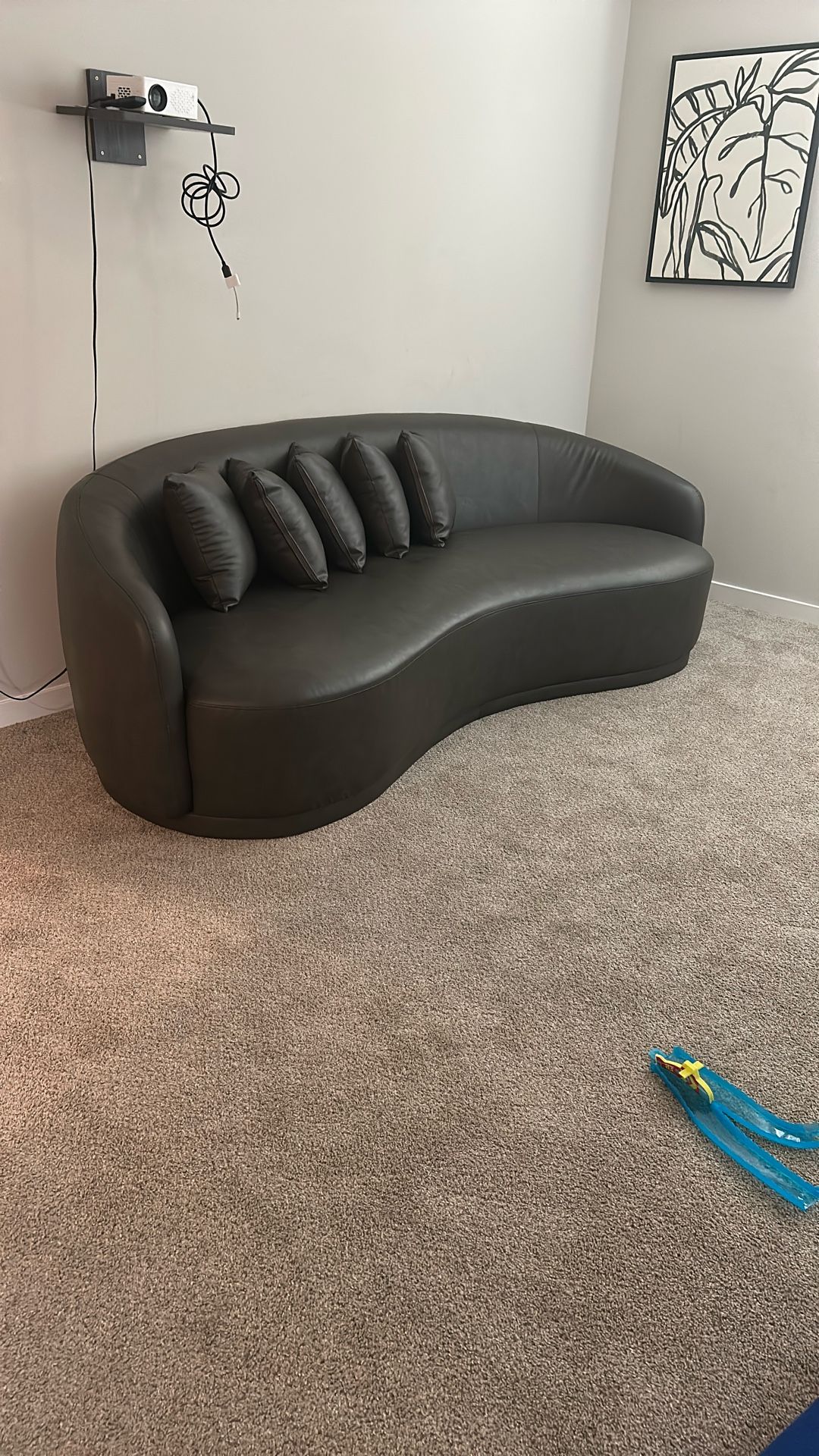 Brown Leather Modern Couch