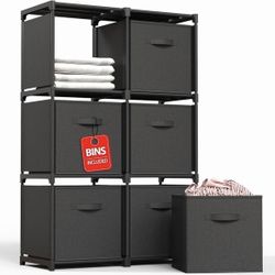 6 Cube Storage Organizer, Cube Storage Shelf with 6 Extra Drawers, Strong Load-Bearing Capacity, Portable Shelves for Bedroom, Living Room, Home, Offi