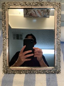 Beautiful small vintage metal mirror