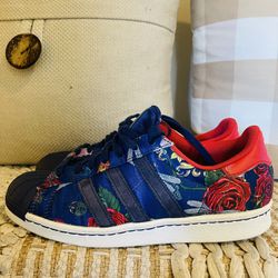 Women’s Adidas Superstar 80s Rita Ora Floral Red/Blue Floral Sneakers Size 7.5