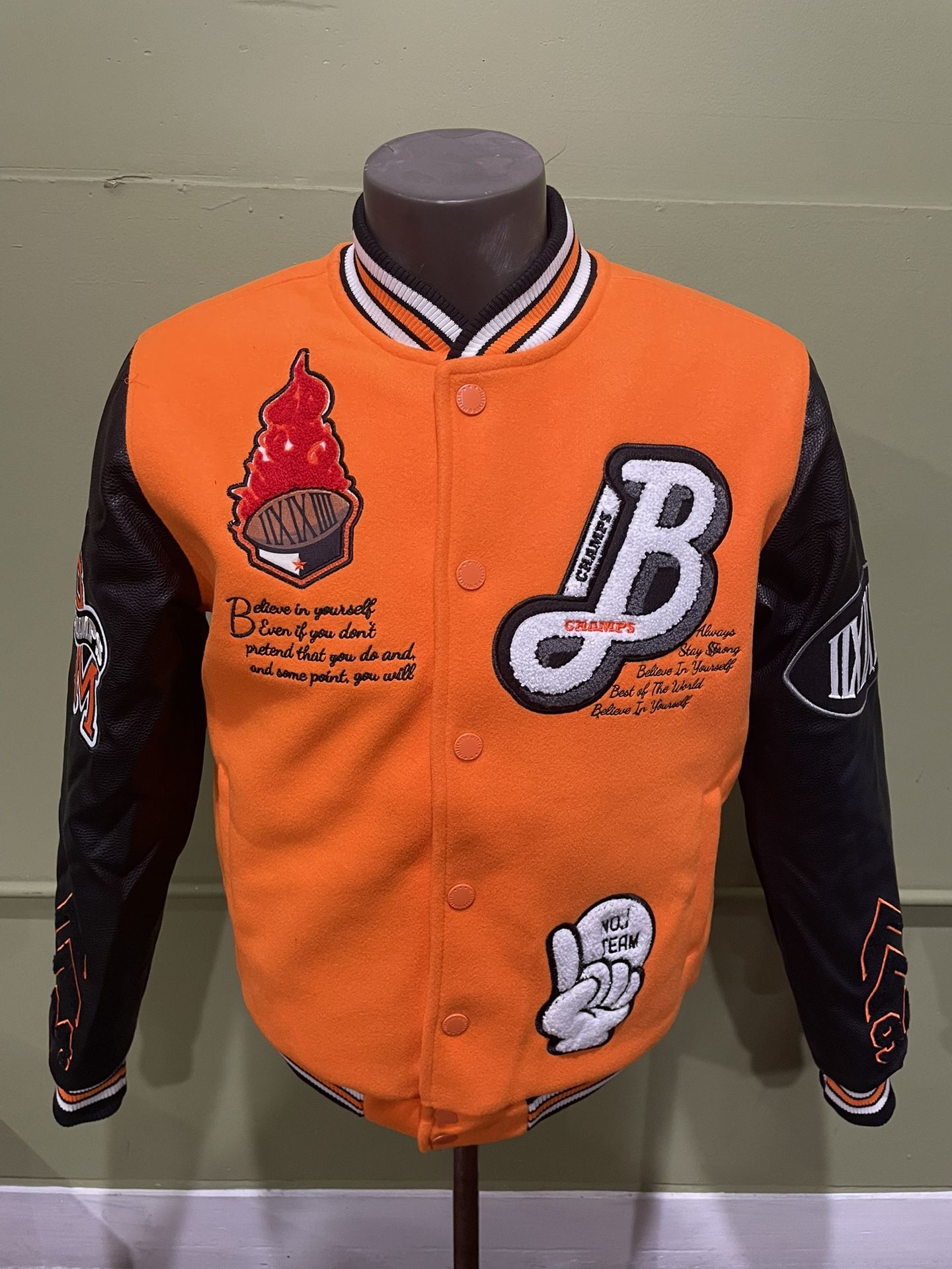 Bleecker&Mercer Jacket Varsity Bomber Orange/black