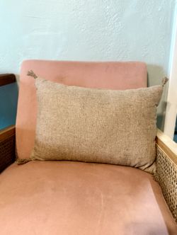 Neutral Textured Throw Pillow with Tassels