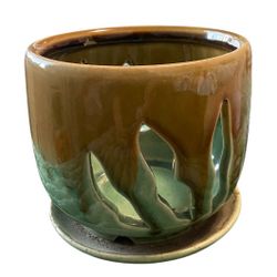 Vintage Green Ceramic Lilly Design Home Decoration Flowering Orchid Pot