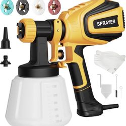 Paint Sprayer, 700W HVLP Spray Gun with Cleaning & Blowing Joints, 4 Nozzles and 3 Patterns, Easy to Clean, for Furniture, Cabinets, Fence, Walls, Doo