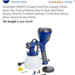 HomeRight C800971.A Super Finish Max, Includes 3 Brass Spray Tips, 3 Spray Patterns, Easy to Clean HVLP Paint Sprayer, Great for Furniture, Cabinets, 