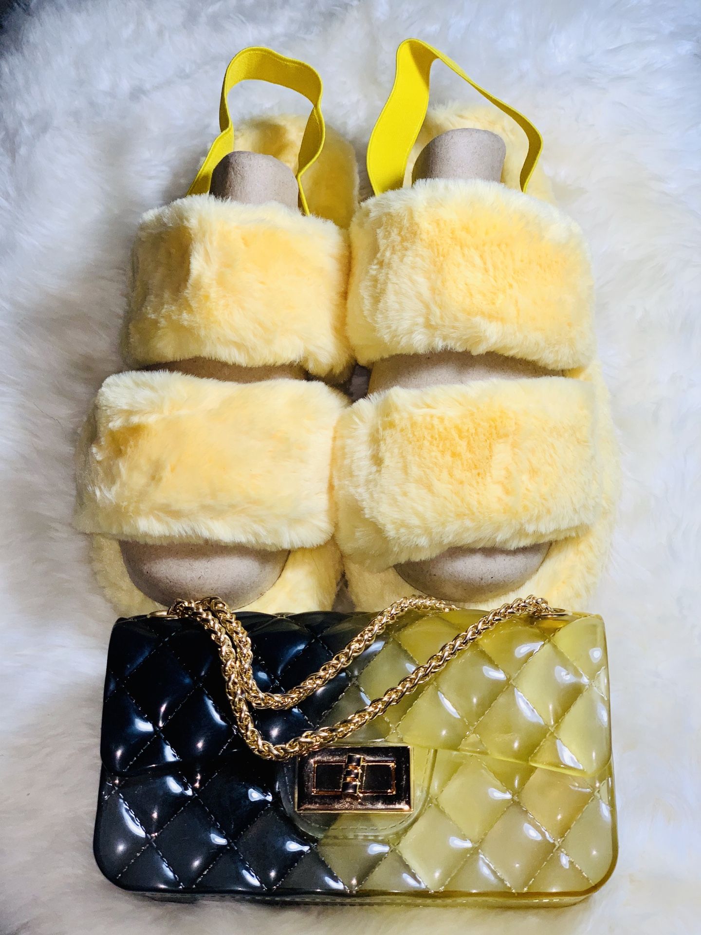 Furry sandals and purse,All Products : American Fashion Style Bags On Sale