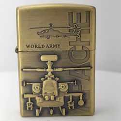 3D Carved World Army AH-64 Attack Apache Helicopter w/ M230 chain gun Lighter, Windproof