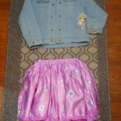 Kids Girl Jean Jacket With Tutu And Shirt Size 7/8