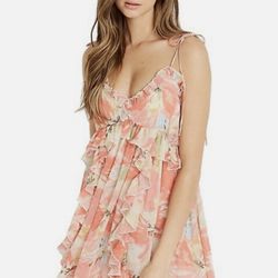 Brand New Woman’s Buffalo “On The List” brand Peach colored Floral Mini  Dress Up For Sale 